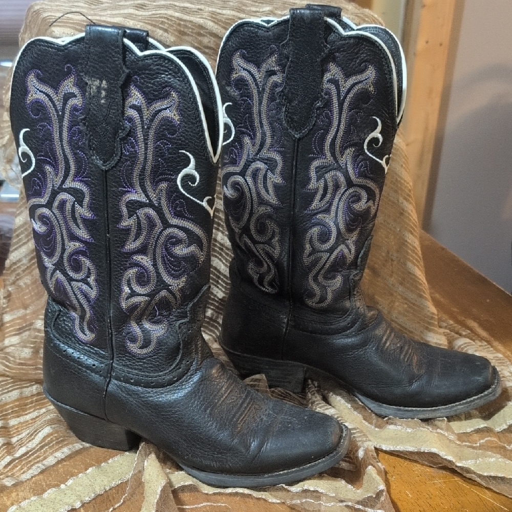 Justin Boots Black and Purple Heeled Boots